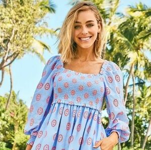 Lilly Pulitzer Rainna Eyelet Smocked Dress XL